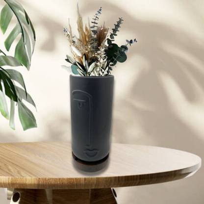 Earthly Earthly Edges Premium Vases|set of 2 scandi chic nosey vase|10.5"|black Ceramic Vase