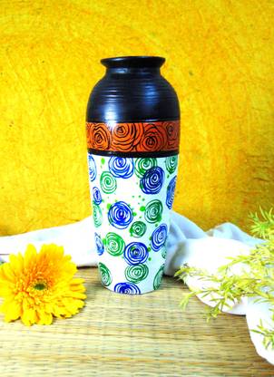 Dakshina Art 'Hand Painted' Abstract Home decor, Table decoration, Flower pots, living room Terracotta Vase