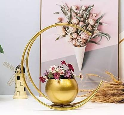 Deco Dream Geometric Metal Moon shape Flower Vase Iron Vase