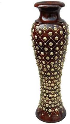 MWoodCarving Elegant Wooden Floor Vase – Handcrafted Decorative Vase for Living Room, Wooden Vase