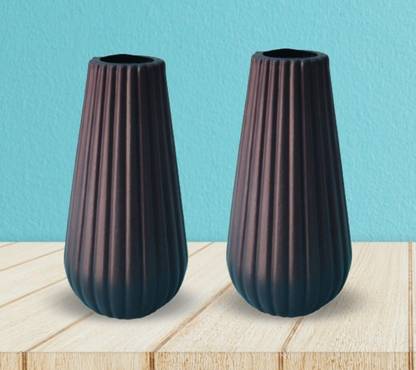 AGAMI Beautiful Round Pot Decorative Vase Microfibre, Plastic Vase