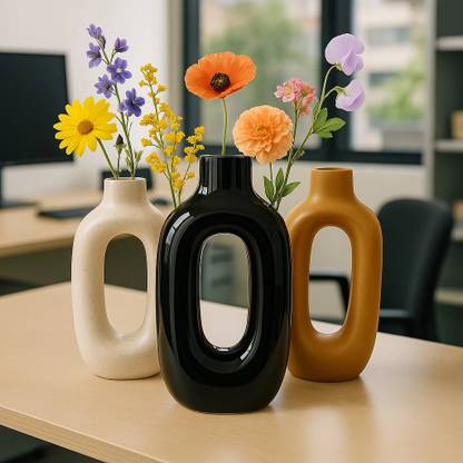 VIBSHA Ceramic Flower Vase Pampas Grass, Home Decor Ceramic Vase Ceramic Vase
