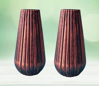 Decorzone Premium Decorative Muskmelon Design (Pack of 2) Vases Pot Gamla Plastic Vase