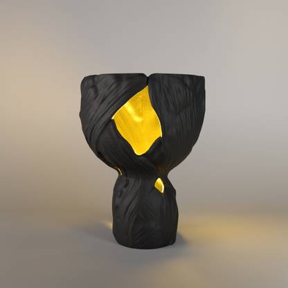 Layerde Dusk 3D Printed Cinematic Mood Lamp by Layerde - Graphite Noir PP (Polypropylene) Vase