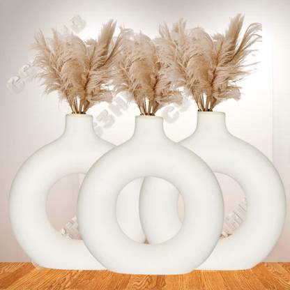 CS3HUB Ceramic Donut Vase | Flower Vase |Pampas Grass Vase | Tabletop Home Décor Ceramic Vase