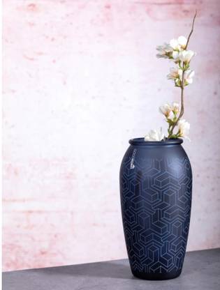 JDKRETAILS GLASS FLOWER VASE SAPPHIRE BLUE Glass Vase