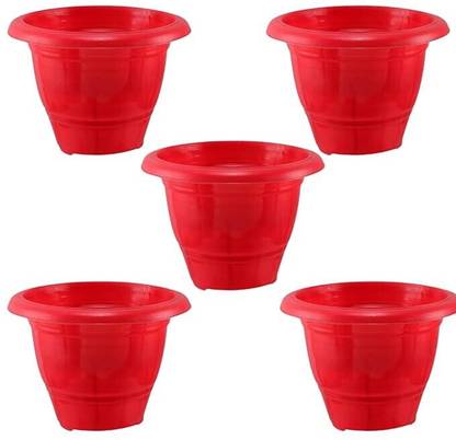 COOLPLAST Plastic Flower Pot – Lightweight & Weatherproof Gamla Planters | Pack of 5 Plastic Vase