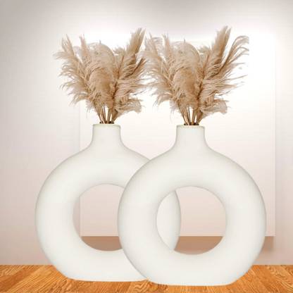 CS3HUB Ceramic Donut Vase | Flower Vase |Pampas Grass Vase | Tabletop Home Décor Ceramic Vase