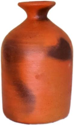 Dakshata Brown Clay Black Texture vase for Center Table Earthenware Vase