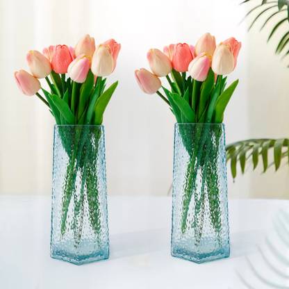 The Better Home Vase for Home Decor (2Pcs- 22cm) Glass Vase