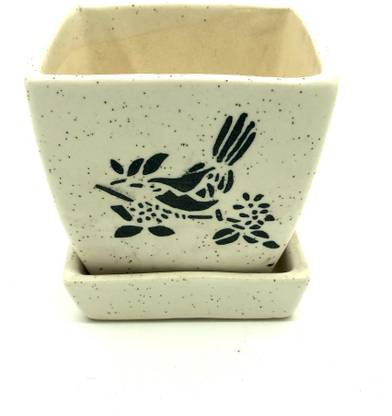 Master Piece Crafts Office Table Plant Pot with Tray | Big Size Ceramic Planter Pot for Indoor Plant Ceramic Vase