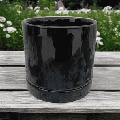 RAFOLEEN Rafoleen Ceramic Black Color Solid Print Planter Ceramic Vase