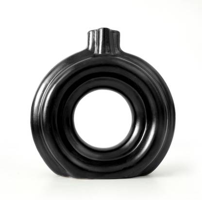 lumia Premium Ceramic Donut Flower Vases |Black|For Home, Office Décor Ceramic Vase