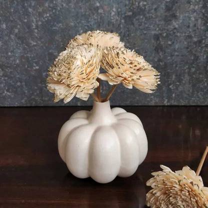 KTCeStore Exclusive White Pumpkin Ceramic Vase Ceramic Vase