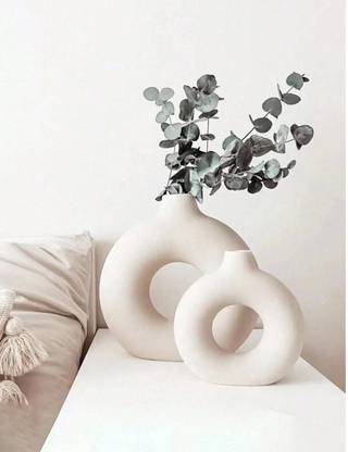 Satyam Kraft 1 Pcs Plastic Donut Vase for Flower,Home Decor, Bedroom, Office, Living Room Plastic Vase