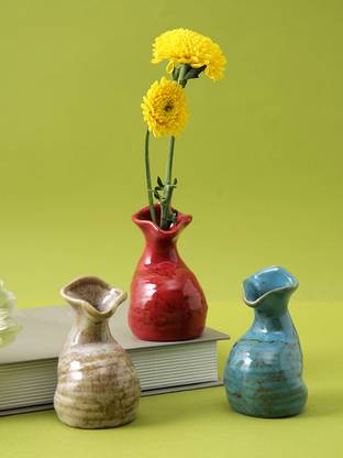 Lily and lantern Set of Three Quirky Vases with Beak-Like Mouths Ceramic Vase