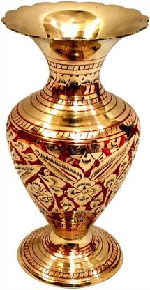 Akanksha Arts Flower Vase, Made of top-notch brass with alluring Nakkashi work. Brass Vase