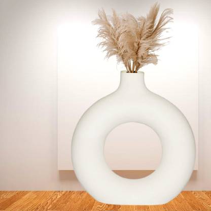 CS3HUB Ceramic Donut Vase | Flower Vase |Pampas Grass Vase | Tabletop Home Décor Ceramic Vase