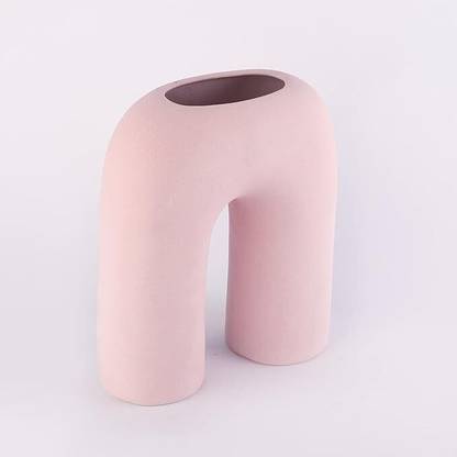 FARHIN 10 Inch - Pink Ceramic Giloz Leg Vase For Flower | Ruf Matte Finish Vase Filler