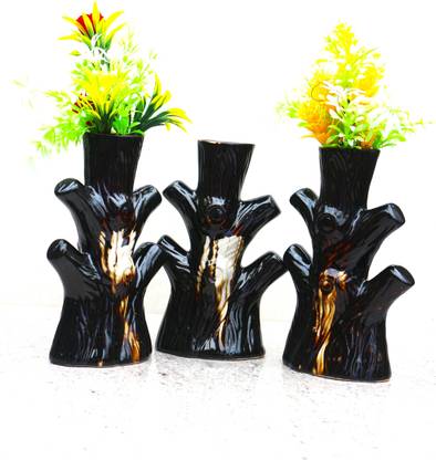 Ceramicpot Pack of 3 Ceramic flower vase pot for artificial flower dining table Ceramic Vase