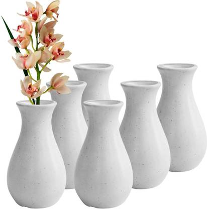 Garden's Need 6-Inch White Decorative Rund Shape Plastic Lucky Indoor Flower Vases Plastic Vase