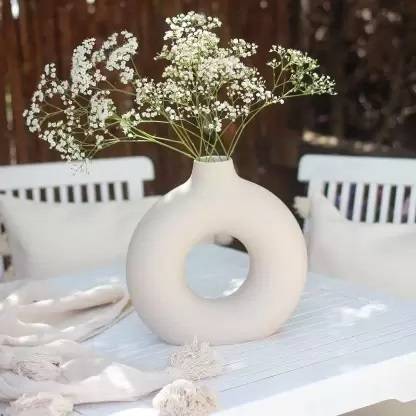 Saikara Collection Decor Showpiece Donut Vase (Pack of 1) Ceramic Vase