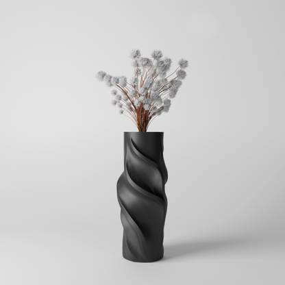 Layerde Mirelle 3D Printed Sculptural Vase by Layerde - Graphite Noir PP (Polypropylene) Vase
