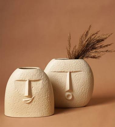 The Transit Story Combo Smile/Blowing Kiss Face Vase-bedroom/living room/Home decor showpiece Ceramic Vase