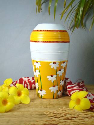 Dakshina Art "Hand Painted"Home Decor,Table Decoration,Gift,Handmade,Clay Pot Terracotta Vase