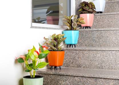 Swanoll Plastic Round Flower Pots for Home Planters 5 pcs set Plastic Vase