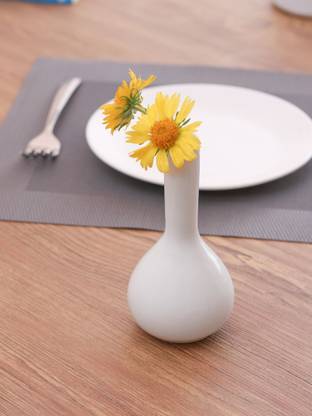 CLAY CRAFT Cute Small 14cm Height Budvase, Modern Ceramic Flower Holder for Home & Office Ceramic Vase