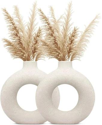 Saikara Collection Collection Donut Shape Ceramic vases Office Desk Flower Vase Pack of 2 Ceramic Vase