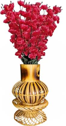 HakSap Handcrafted Bamboo Vase with Decorative Woven Design | Flower Vases (glossy) Bamboo Vase