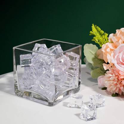 shobhana enterprises SHOBHANA ENTERPRISES Crystal Clear Square Glass Vase or Terrarium for Home Décor (Size : 4X4 inch) Glass Vase