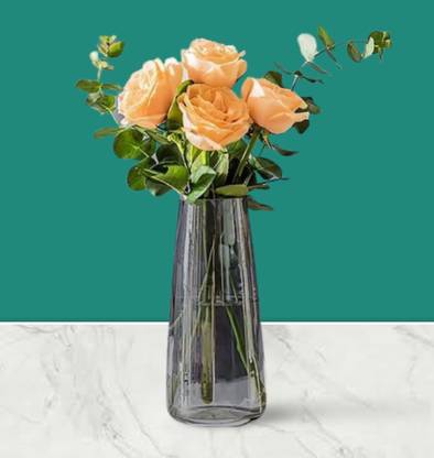 SNSHOPEE Beautiful Round Pot Decorative Vase Glass Vase