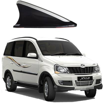 A2D Dual Tone Fin Decorative Roof Antenna Black n Silver for Mahindra Xylo Whip Vehicle Antenna