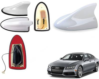 Automotive Prist Shark Fin Car Antenna Roof Aerial Compatiable with Audi S7, White Whip Vehicle Antenna
