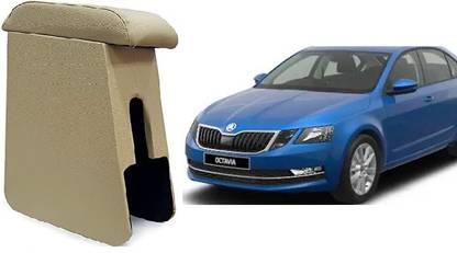 SCA Custom fit Wooden Car Armrest Console for Skoda Octavia All Model Beige Color Car Armrest