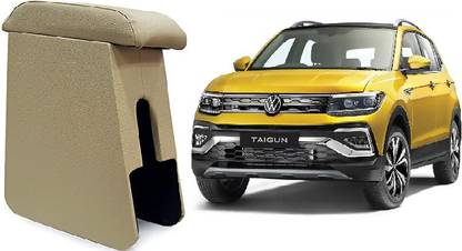 SJE Wooden Custom Fit Beige Color For Taigun All Models Car Armrest