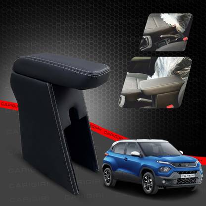 Carigiri Premium Armrest For Tata Punch with Moulded Foam(Nappa,Double White Stitching) Car Armrest