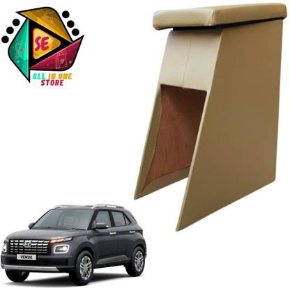 Sakshionline Store S1 Type5 Wooden Armrest Beige Color For All Car Models of Venue Car Armrest