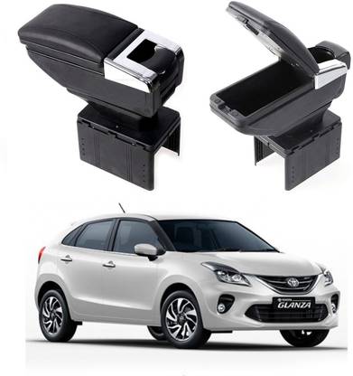 Oshotto PU Leather AR-01 Car Armrest Console Box For Glanza Black Car Armrest