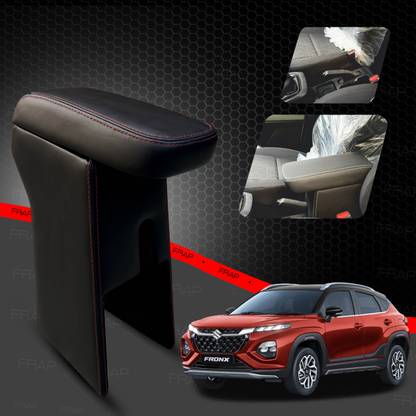 Frap Premium Armrest For Maruti Fronx with Moulded Foam(Nappa,Red Stitching) Car Armrest