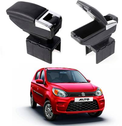 Oshotto PU Leather AR-01 Car Armrest Console Box For Alto Black Car Armrest