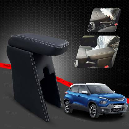 Frap Premium Armrest For Tata Punch with Moulded Foam(Nappa,Double White Stitching) Car Armrest