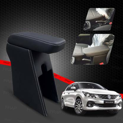 Frap Premium Armrest For Maruti New Baleno with Moulded Foam(Nappa,White Stitching) Car Armrest