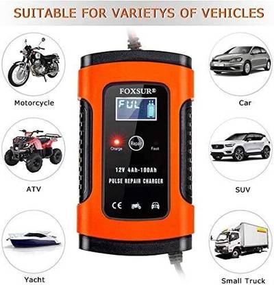 nunki trend Fully Automatic Battery Charger 5A 12V, Car Battery Charger & Maintainer 5 Ah Battery for All Vehicles