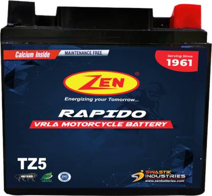 Zen TZ5 (12 Volts 5 Ah) Motorcycle SMF Battery 5 Ah Battery for Bike