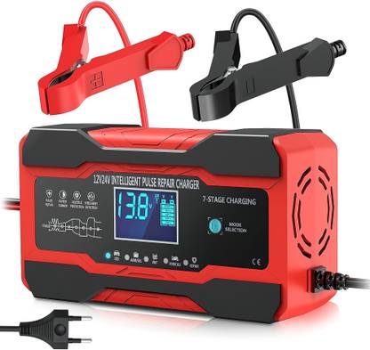 Avedia 10A 12V/5A 24V Car Battery Charger Jump Starter Kit Trickle Charger for Bike 150 Ah Battery for All Vehicles