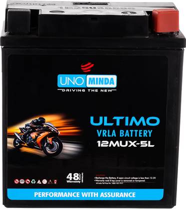 UNO MINDA 12MUX-5L 5 Ah Battery for Bike
